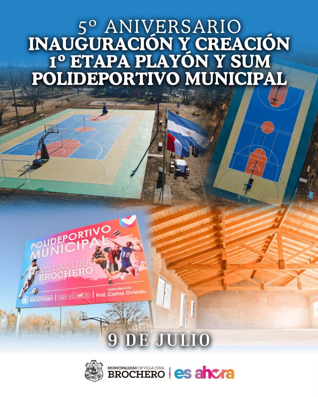 A cinco años de la inauguración del Playón y SUM del Polideportivo, Brochero celebra un espacio que transformó la vida comunitaria